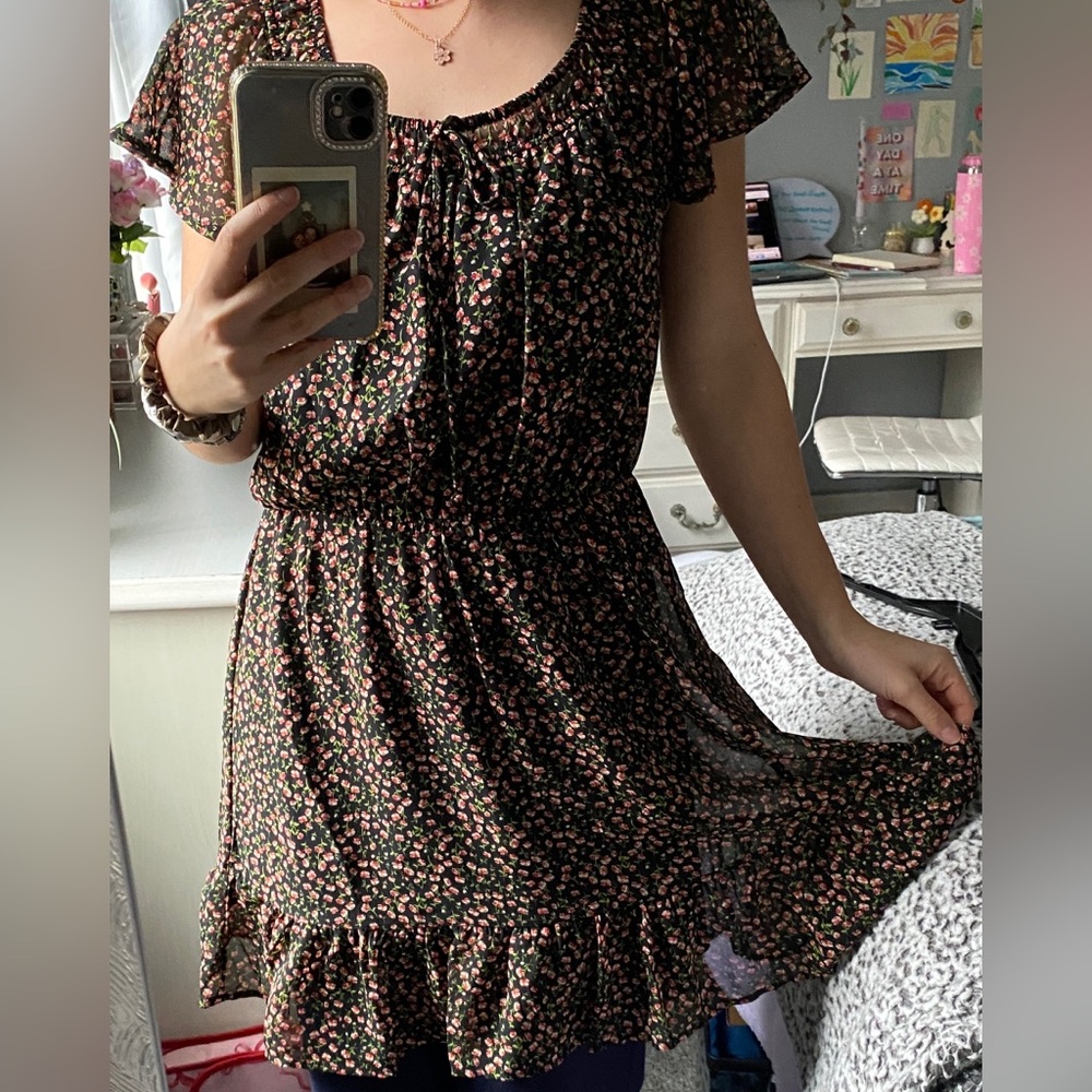 Sienna Sky Black Floral Midi Dress